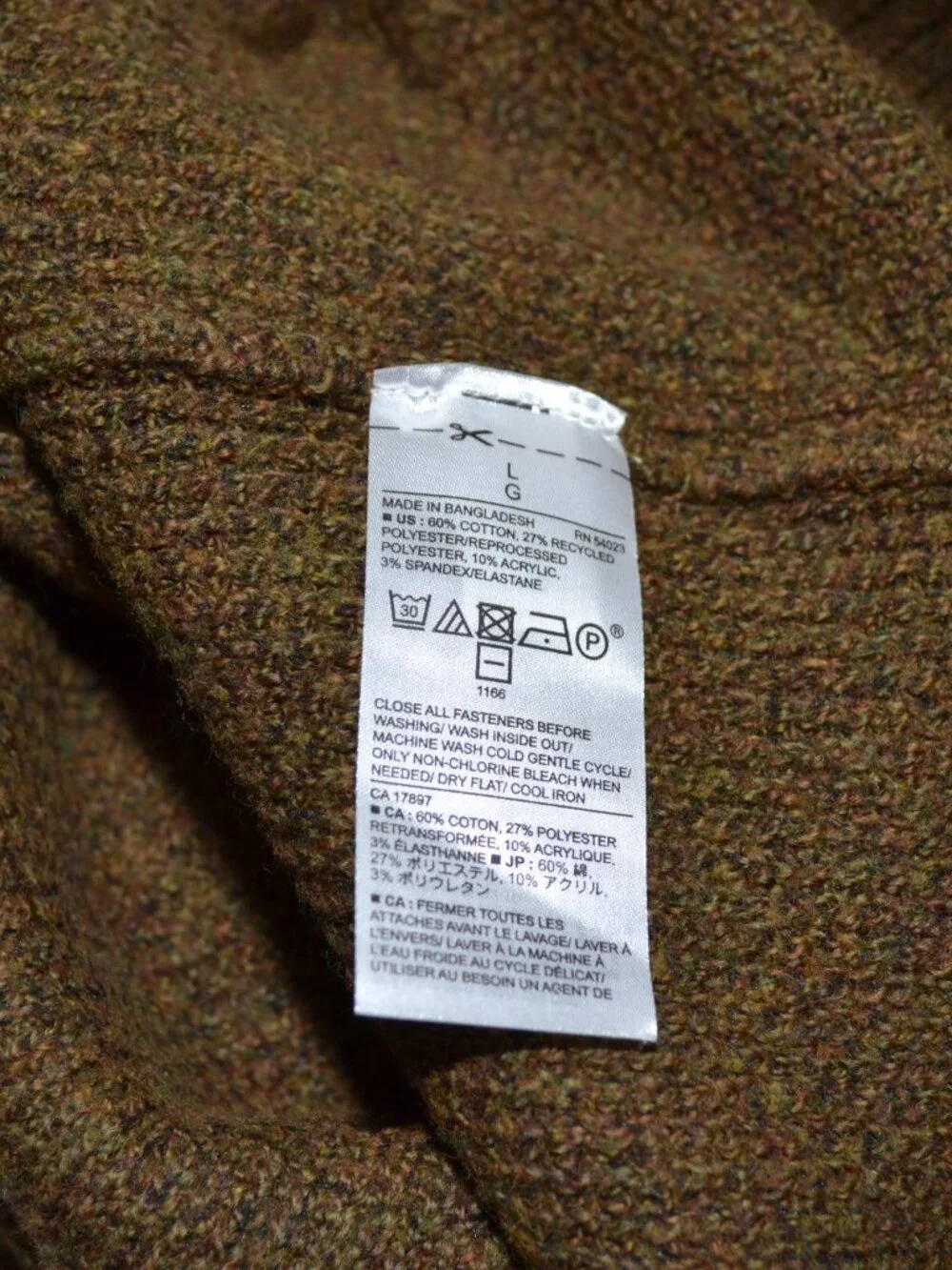 Banana Republic New Heathered Olive green Button Mock neck Men's L sweater